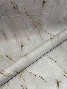 PAPEL DECORATIVO AUTOADESIVO MARMORIZADO COM DOURADO 0.45 x 5 metros