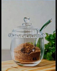 AÇUCAREIRO CRISTAL DE CHUMBO C/COLHER CORACAO 9,5X12CM