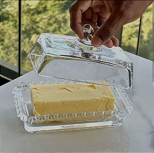 MANTEIGUEIRA C/TAMPA DE CRISTAL DE CHUMBO CORACAO 17X10,5X10CM