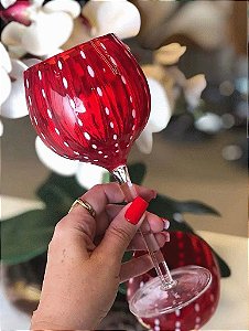 CJ 2 TACAS PARA VINHO DE VIDRO ORQUIDEA VERMELHO 450ML