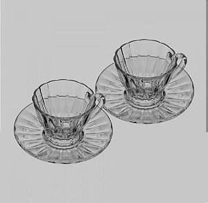 CJ 2 XICARAS PARA CAFE DE CRISTAL DE CHUMBO COM PIRES RADIAL 90ML