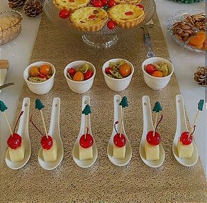 CJ 6 COLHERES P/FINGER FOOD DE PORCELANA BRANCA 12X13X4,5CM