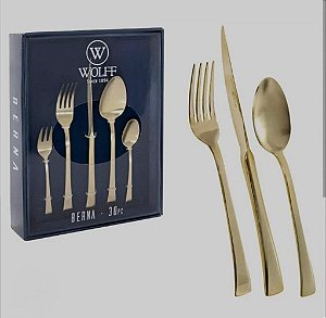 FAQUEIRO 30PC ACO INOX BERNA DOURADO