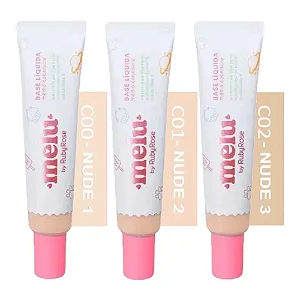 Base Líquida Melu by Ruby Rose – Média Cobertura, Acabamento Natural, Vitamina E, Vegano