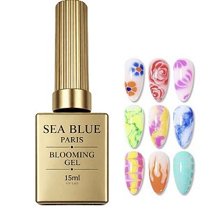 Esmalte Base em Gel Blooming Gel Sea Blue Paris - Nail Art Sofisticada com Efeito Aquarela