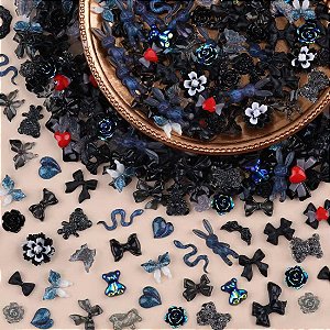 100 PCS 3D DECORACOES PRETO