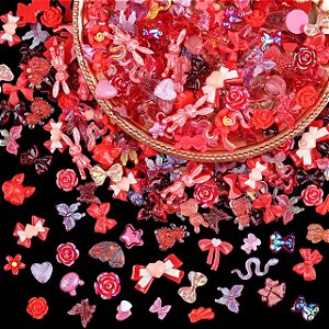 100 PCS 3D DECORACOES VERMELHO
