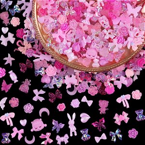 100 PCS 3D DECORACOES ROSA