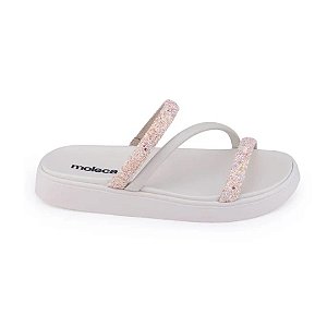 Sandália Moleca 5469.121 Creme/Champanhe/Aurora Boreal/Branco Off