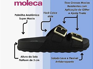 Chinelo Moleca 5436.401 Gliter Preto