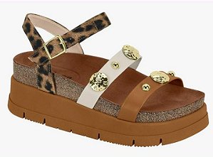 Sandalia Moleca 5513.104 Camurça Onça Lisboa Branco Off Camel