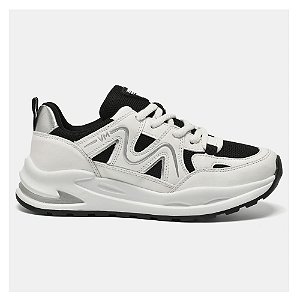 TENIS VIAMARTE 322-001-02 BRANCO/PRETO/PRATA