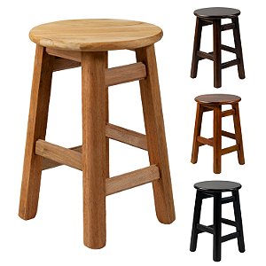 Banqueta Baixa Banco Banquinho Madeira Redondo Cozinha 45cm