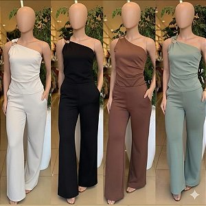 Macacão Feminino Ombro Único Elegante