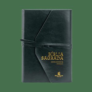 Bíblia ACF, Letra grande, Fonte Leitura Perfeita, Capa luxo artesanal com fechamento em tira Verde