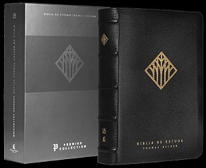 Bíblia de Estudo Thomas Nelson NVI Premier Collection, Letra tradicional, Fonte Leitura Perfeita, com mapas e mais de 50 mil recursos, Capa couro legítimo Preta