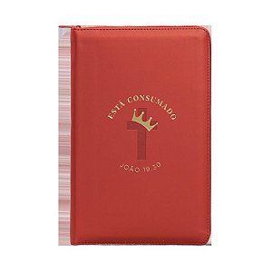 Bíblia NVI com zíper: Está consumado, Capa luxo vermelho com toque emborrachado, Leitura Perfeita