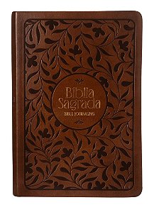 Bíblia NVI Bible Journaling, Letra tradicional, Fonte Leitura Perfeita, com espaço para anotações, Capa luxo Marrom com baixo relevo, Falei com Amor