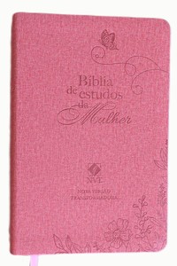 Bíblia NVT de Estudo da Mulher, Letra Tradicional, com estudos e reflexões devocionais de gênesis a apocalipse, Capa Couro ecológico Rosa