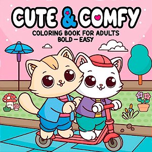 Cute & Comfy Coloring Book for Adults - Bold Easy - Livro de Colorir Adulto