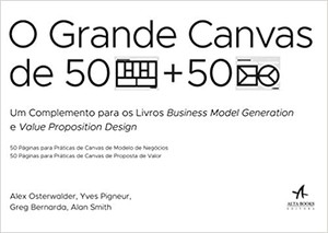 O grande Canvas de 50 páginas para práticas de Canvas de modelo de negócios e 50 páginas para práticas de Canvas de proposta de valor