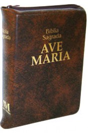 Bíblia Sagrada Ave-Maria: Zíper - Marrom - Bolso