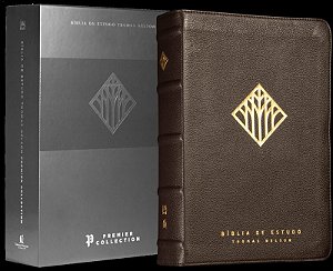 Bíblia de Estudo Thomas Nelson NVI Premier Collection, Letra tradicional, Fonte Leitura Perfeita, com mapas e mais de 50 mil recursos, Capa couro legítimo Marrom