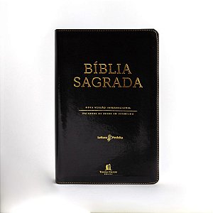 Bíblia NVI, Capa luxo preta, Letras de Jesus em vermelho, Índice de dedo, Leitura Perfeita