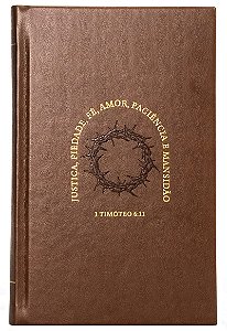 Bíblia NVI, Capa dura de luxo marrom, Timóteo, Letras de Jesus em vermelho, Leitura Perfeita