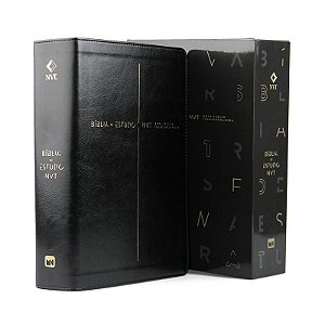 Bíblia de Estudo NVT, Letra Regular, Com Mapas, Dicionário e Concordância, Capa Luxo de Couro Preta: Capa Preta