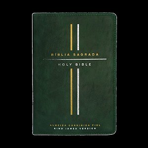 Bíblia Bilíngue ACF/KJV, Português/Inglês, Capa luxo verde, Leitura Perfeita