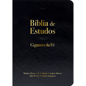Bíblia Sagrada NVT de Estudo Gigantes da Fé: Com comentários de John Wesley, Mathew Henry, Charles Spurgeon, Andrew Murray e D. L. Moody, Letra Tradicional, Capa Couro ecológico Preta