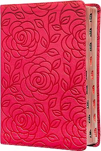 Bíblia Sagrada King James Clássica, Letra grande, Capa luxo, Primavera rosa, Palavras de Jesus em azul, Índice de dedo, Leitura Perfeita: Com introdução aos livros bíblicos