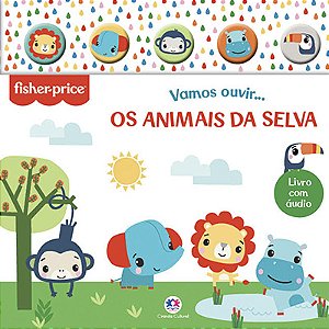Fisher-Price - Vamos ouvir os animais da selva - Livro sonoro com botão de silicone