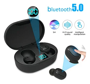 Fone De Ouvido Bluetooth 5.0 Sem Fio Visor Carga Cor Preto