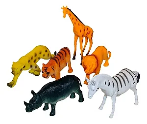 Kit 6 Pcs Animal Floresta Borracha Coleção Animais Miniatura