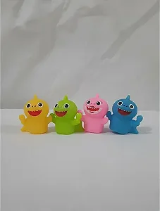 Kit 4 Bebês Shark Brinquedo Coloridos Banho Plástico Banho