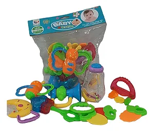 Kit 10 Pcs Chocalho Bebe Mordedor Brinquedo Macio Sensorial