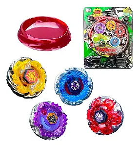 Kit 4 Beyblade Metal + 2 Lançador + Arena De Batalha