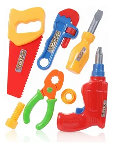 Kit Ferramenta De Brinquedo Cartelado 7 Pcs Meninos Colorido