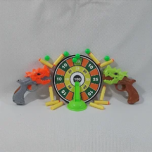 Kit 2 Lançadores Dardos Dinossauro Gun Alvo Bolinhas Coloridas