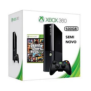 Console Xbox 360 Super Slim 2015 Travado 500GB HD + GTA 5 + 1 Controle Original Sem Fio (USADO)