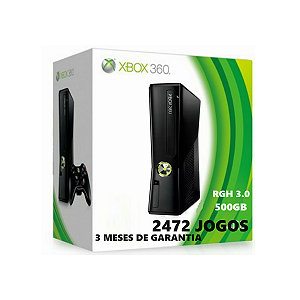 Console Xbox 360 Slim Destravado RGH 3.0 500GB Com 2472 Jogos - 1 Controle com Fio - Microsoft (USADO)