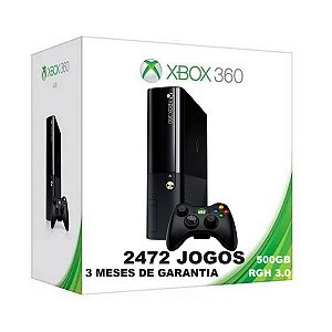 Console Xbox 360 Super Slim Destravado RGH 3.0 500GB Com 2472 Jogos - 1 Controle Original - Com Caixa - Microsoft (USADO)