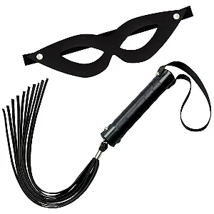 Kit 1 Chicote com 40 cm e Máscara Tiazinha Preto