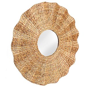 Espelho Decorativo Redondo Fibra Natural de Aguapé
