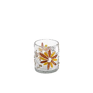 Vaso de Vidro Transparente com Decoração em Estampa Floral P