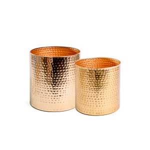 Vaso de Metal Dourado - Jogo 2 Peças