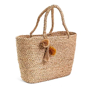 Bolsa de Fibra em Palha com Pompom