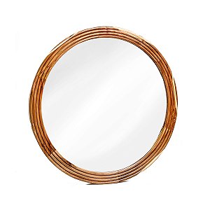 Espelho Redondo de Madeira Acácia Wood